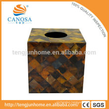 Eco Friendly Square Pen Shell Hotel Tissue Box with Shell Mosaic